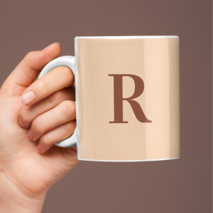 Modern Simple Monogram Terracotta Beige Coffee Mug