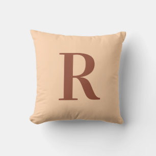 Modern Simple Monogram Terracotta Beige Cushion