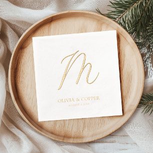 Modern Simple Monogram Wedding Foil Napkins