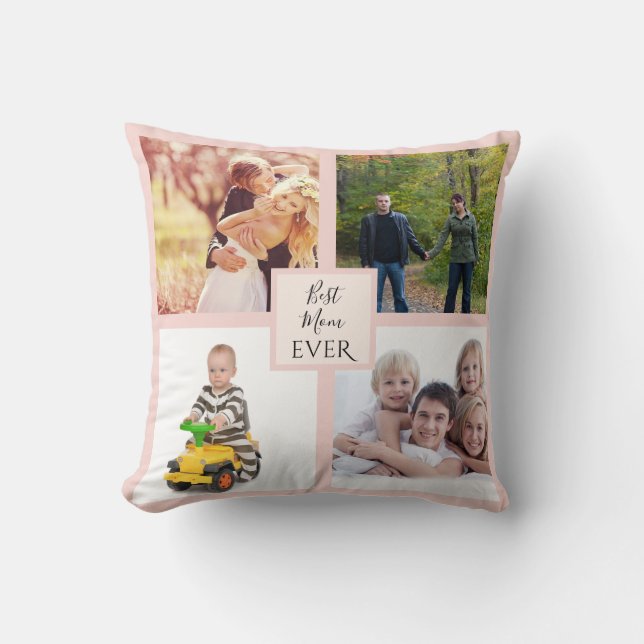 Modern Simple Mothers Day Mum Family Photo Blush Cushion (Front)