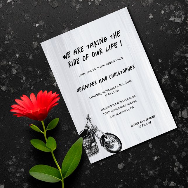 Modern Simple Motorcycle Adventure Wedding Invitation (Creator Uploaded)