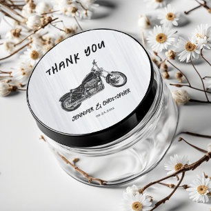 Modern Simple Motorcycle Biker Themed Wedding Classic Round Sticker