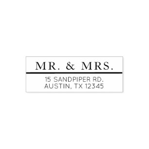 Modern Simple Mr & Mrs Classic Return Address Self-inking Stamp