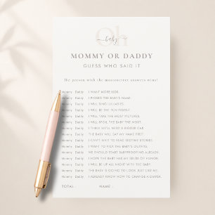 Modern Simple Mummy Or Daddy Who Said It Game Card
