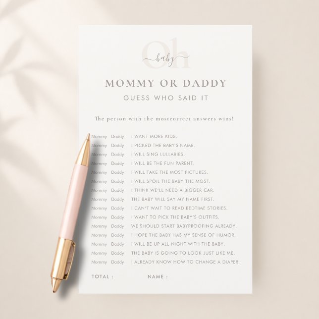 Modern Simple Mummy Or Daddy Who Said It Game Card (Creator Uploaded)