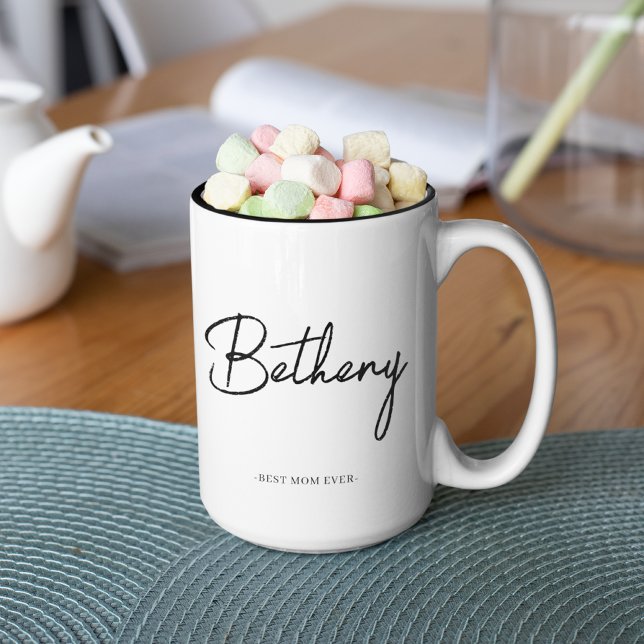 Modern Simple Name Script Custom Two-Tone Coffee Mug (Creator Uploaded)