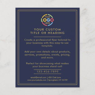 Modern Simple Navy Blue Business Logo Promotional Flyer
