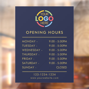 Modern Simple Navy Blue   Business Opening Hours