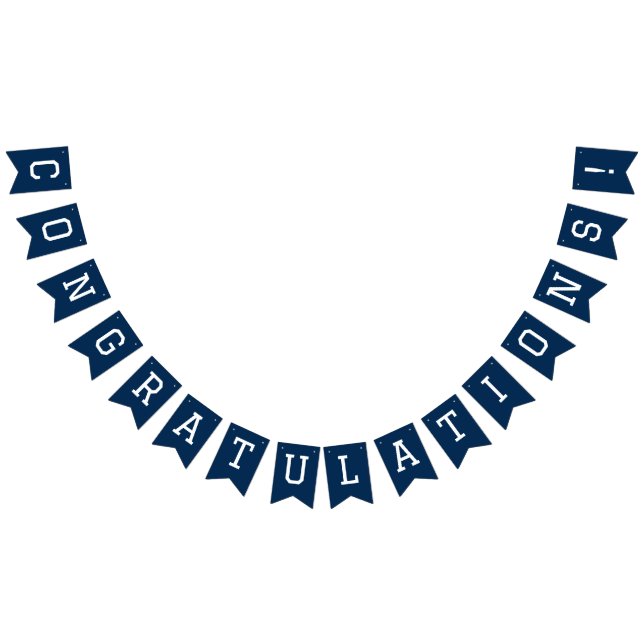 Modern Simple Navy Blue Congratulations Graduation Bunting (All)