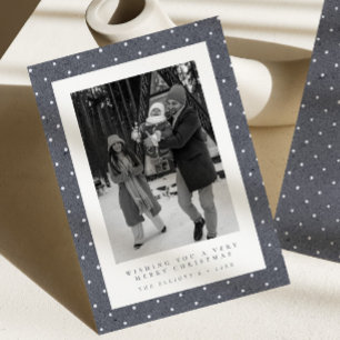 Modern Simple Navy Polkadot Family Photo Christmas Holiday Card