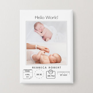Modern Simple New Baby Personalised 2 Photo 