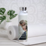 Modern Simple Newlywed Wedding Photo Water Bottle<br><div class="desc">Modern photo water bottle featuring a simple yet elegant design with your names and wedding date over your favourite picture.  This cute water bottle makes a great gift for a recently engaged couple or a newlywed couple for their first anniversary.</div>
