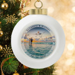 Modern Simple Newlyweds Photo Wedding Anniversary Ceramic Ball Christmas Ornament<br><div class="desc">Modern Simple Newlyweds Wedding Photo Christmas Ornament</div>