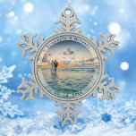 Modern Simple Newlyweds Photo Wedding Anniversary Snowflake Pewter Christmas Ornament<br><div class="desc">Modern Simple Newlyweds Wedding Photo Christmas Ornament</div>
