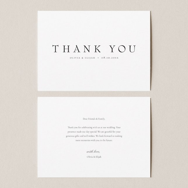 Modern Simple No Photo Wedding W Note Thank You Card (Creator Uploaded)
