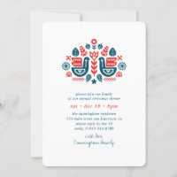 Modern Simple Nordic Folk Art Christmas Dinner Inv