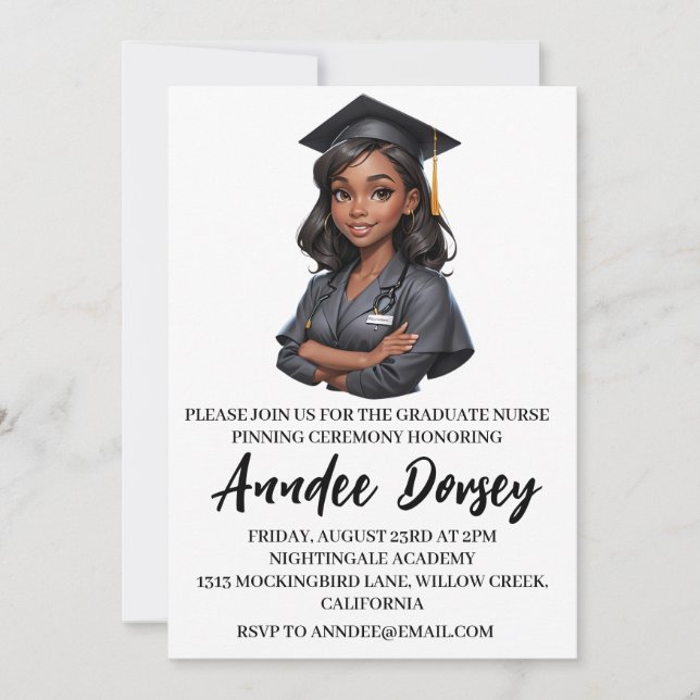 modern simple nursing pinning ceremony invitations (Front)