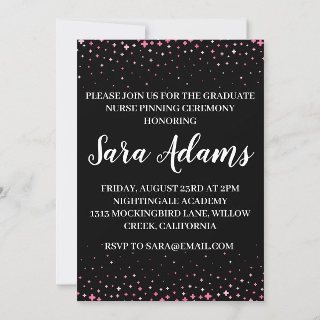 modern simple nursing pinning ceremony invitations (Front)