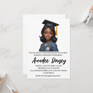 modern simple nursing pinning ceremony invitations