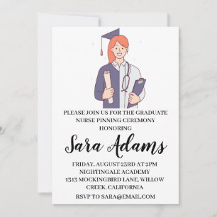 modern simple nursing pinning ceremony invitations