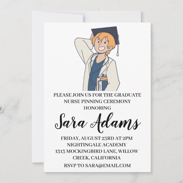 modern simple nursing pinning ceremony invitations (Front)