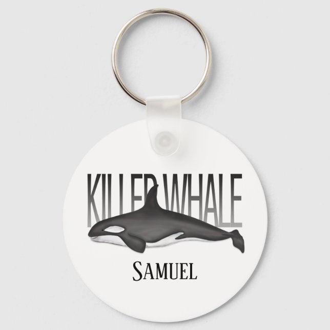 Modern Simple Ocean Killer Whale Typography  Key Ring (Front)