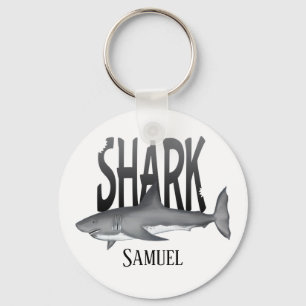 Modern Simple Ocean Shark Bite Typography  Key Ring