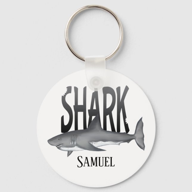 Modern Simple Ocean Shark Bite Typography  Key Ring (Front)
