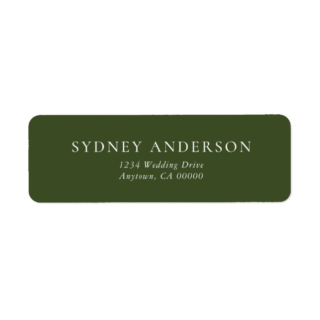 Modern Simple Olive Green Wedding Return Address (Front)