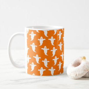 Modern Simple Orange and White Ghosts Halloween Coffee Mug