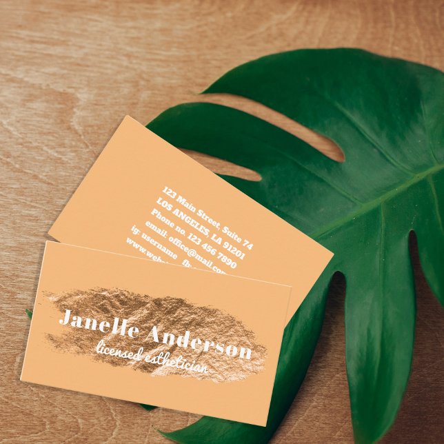 Modern Simple Orange Faux Gold Foil Professional Business Card (Creator Uploaded)
