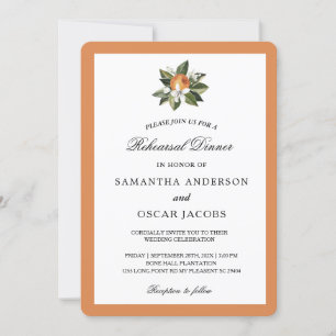 Modern Simple  Orange & Green Leaf  Invitation