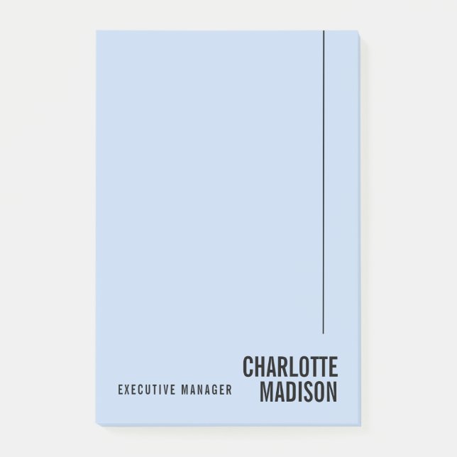 Modern Simple Pale Blue Minimalist Own Name Post-it Notes (Front)