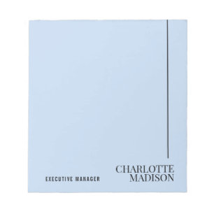 Modern Simple Pale Blue Plain Minimalist Own Name Notepad
