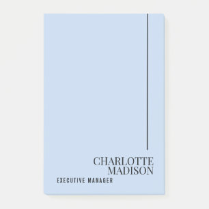 Modern Simple Pale Blue Plain Minimalist Own Name Post-it Notes