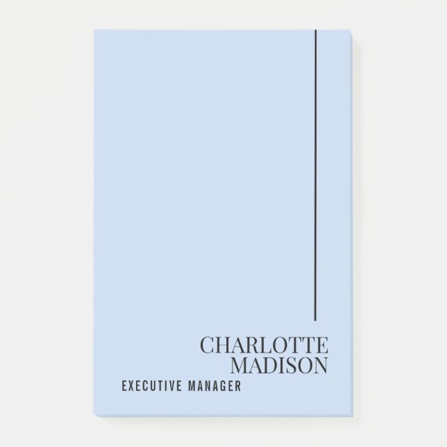 Modern Simple Pale Blue Plain Minimalist Own Name Post-it Notes (Front)