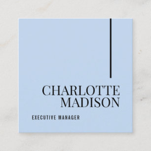 Modern Simple Pale Blue Plain Minimalist Two Sided Square Business Card