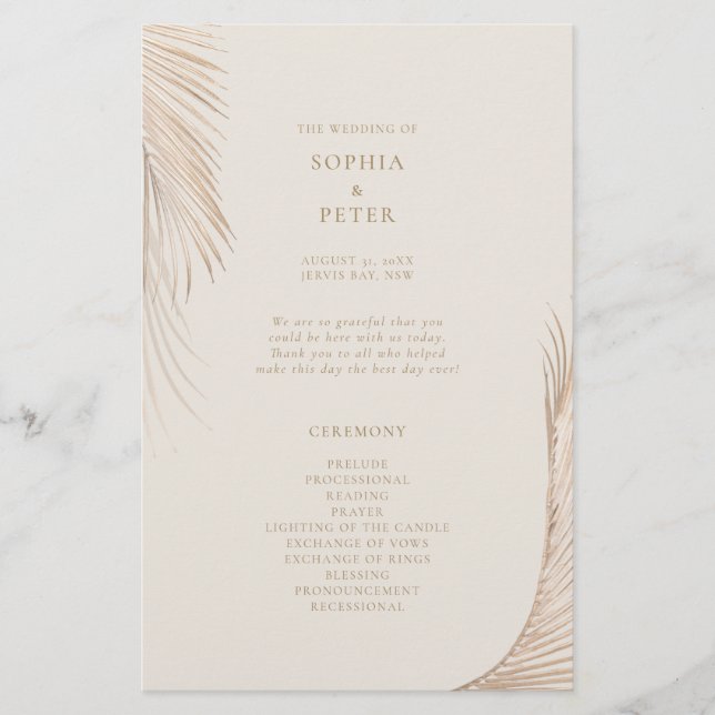 Modern Simple Palm Leaves Ceremony Program (Front)
