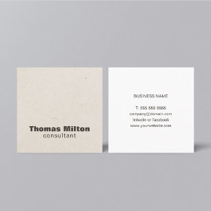 Modern Simple Paper Texture Brown Consultant Square Business Card
