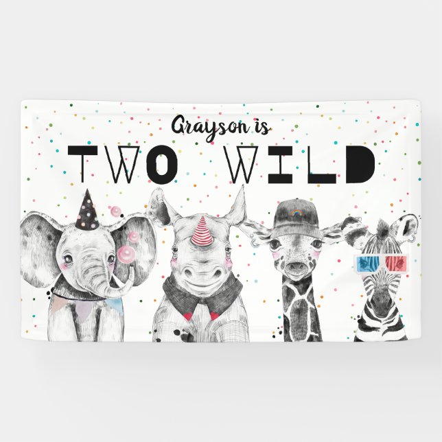 Modern Simple Party Animal Birthday Welcome Sign (Horizontal)