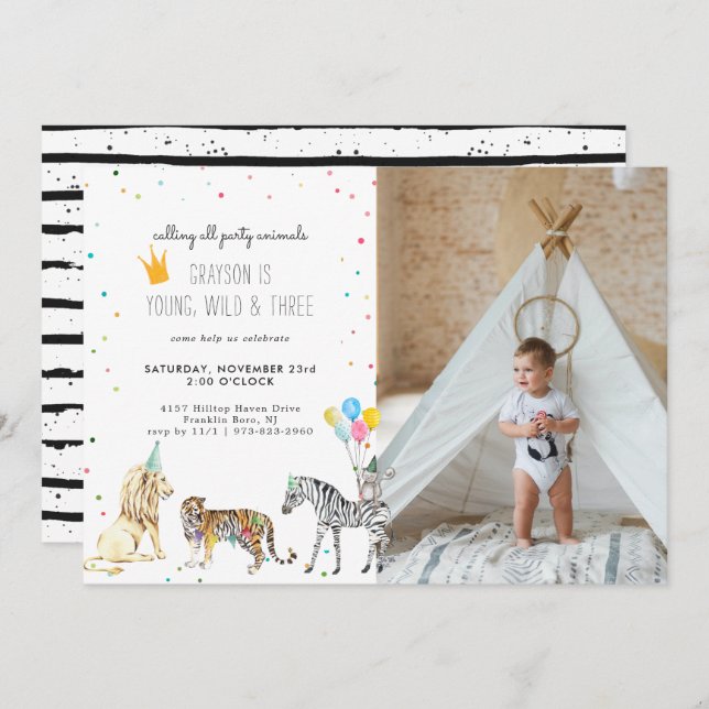 Modern Simple Party Animal Invitation (Front/Back)