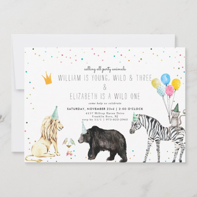 Modern Simple Party Animal Invitation (Front)