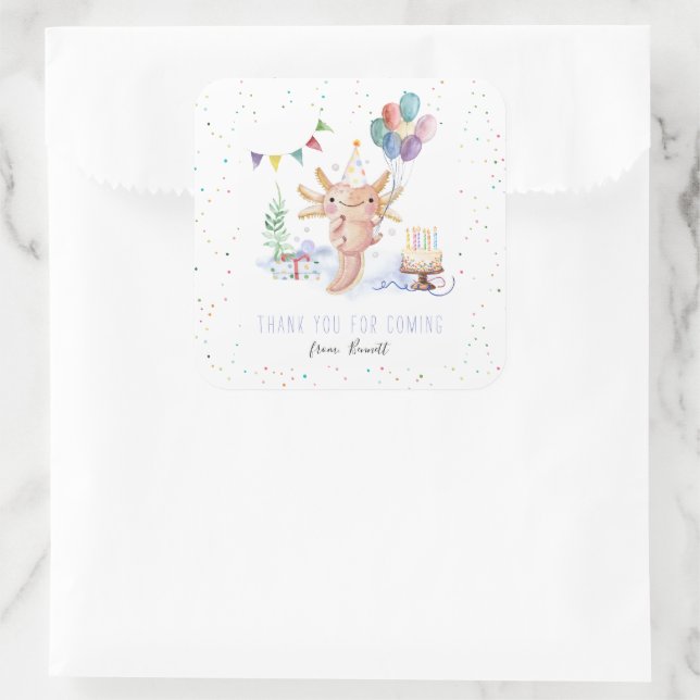 Modern Simple Party Animal Thank You Classic Round Square Sticker (Bag)