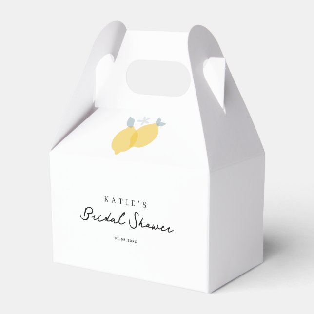 Modern Simple Pastel Citrus Lemons Bridal Shower  Favour Box (Front Side)