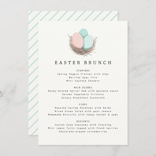 Modern Simple Pastel Easter Brunch Menu (Front/Back)