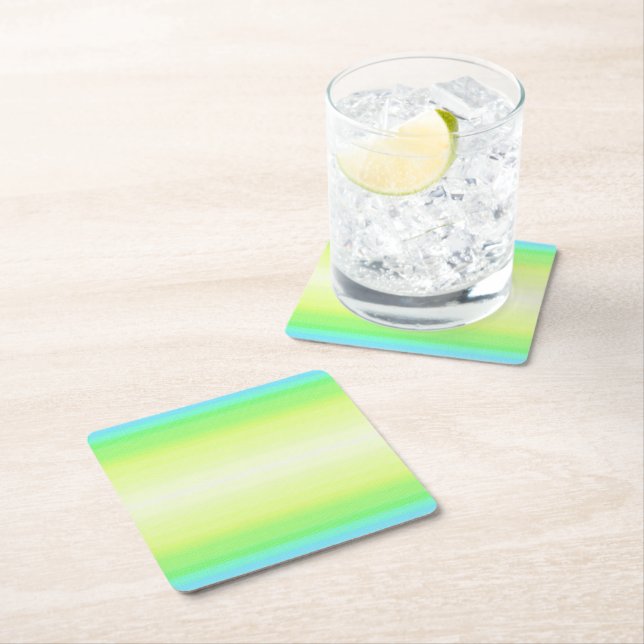 Modern Simple Pastel Green blue Colourful Gradient Square Paper Coaster (Insitu)