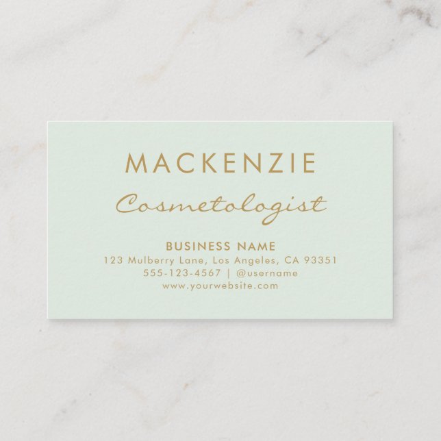Modern Simple Pastel Green Salon Appointment Card (Back)