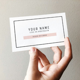 Modern Simple Pastel Pink & Black  Business Cards