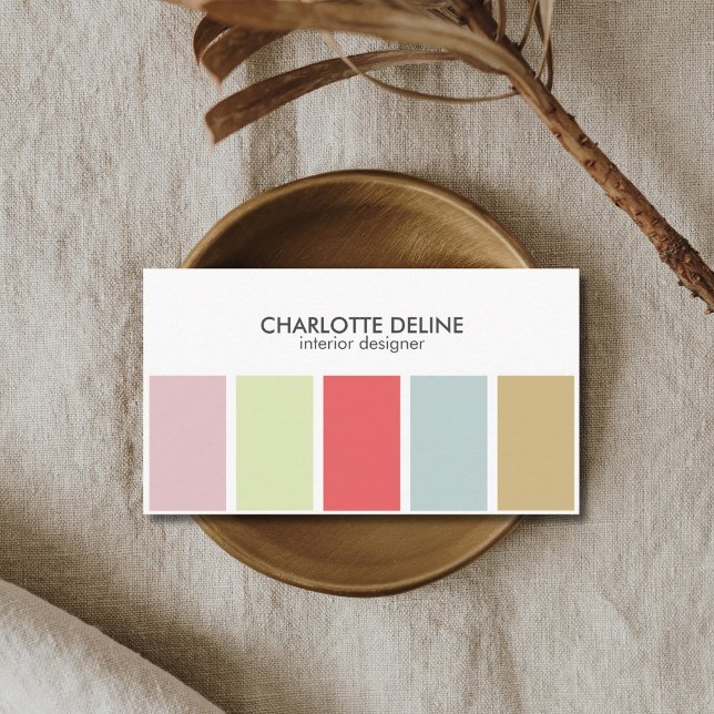 Modern Simple Pastel Striped Interior Designer Business Card (Creator Uploaded)