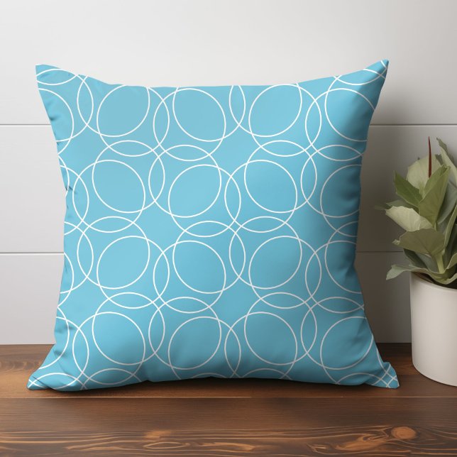 Modern Simple Pattern Cushion (circle pattern throw pillow in light blue)